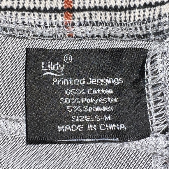 S-M Plaid Printed Jeggings - Picture 3 of 3